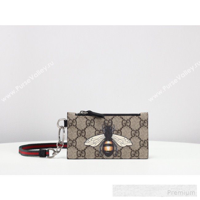 Gucci Bee Print GG Supreme Card Case ‎523903  (MINGH-9062725)