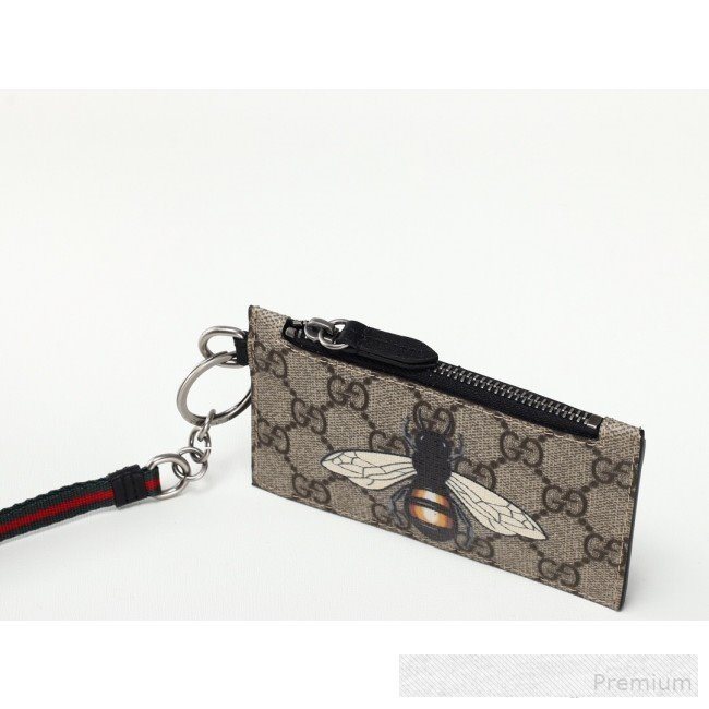 Gucci Bee Print GG Supreme Card Case ‎523903  (MINGH-9062725)