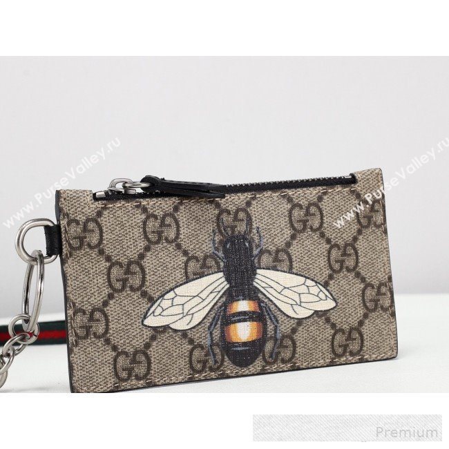 Gucci Bee Print GG Supreme Card Case ‎523903  (MINGH-9062725)