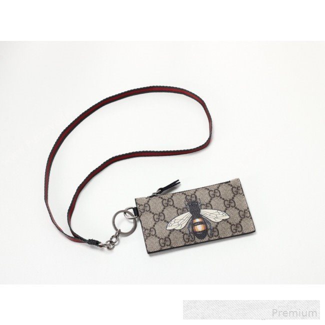 Gucci Bee Print GG Supreme Card Case ‎523903  (MINGH-9062725)