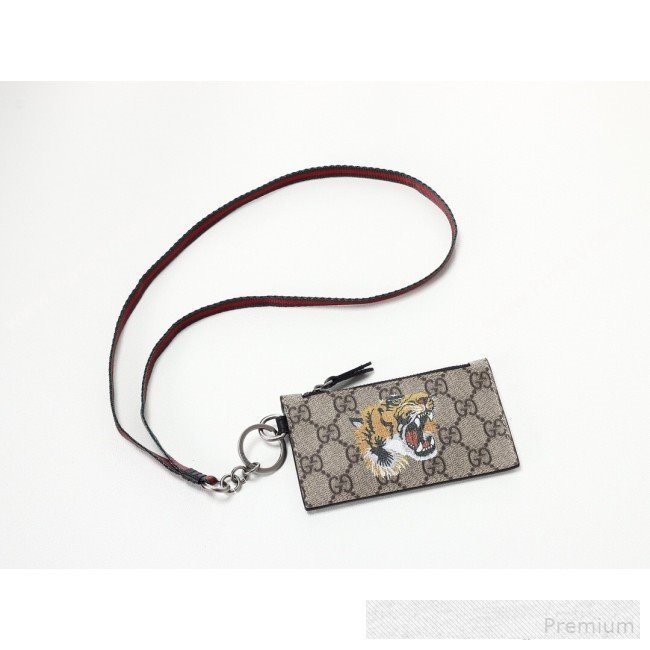 Gucci Tiger Print GG Supreme Card Case ‎523903  (MINGH-9062726)