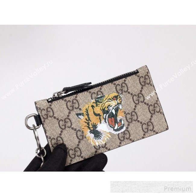 Gucci Tiger Print GG Supreme Card Case ‎523903  (MINGH-9062726)