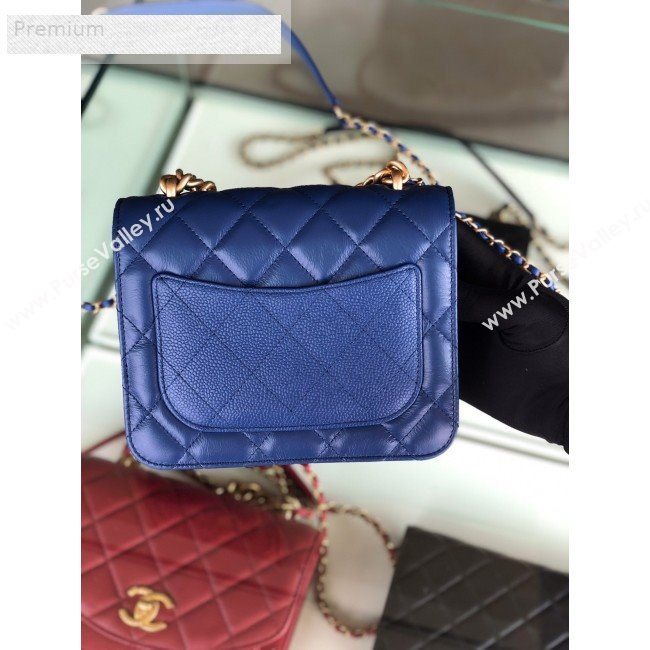 Chanel Quilted Smooth Calfskin Small Flap Bag AS0784 Blue 2019 (FM-9070112)