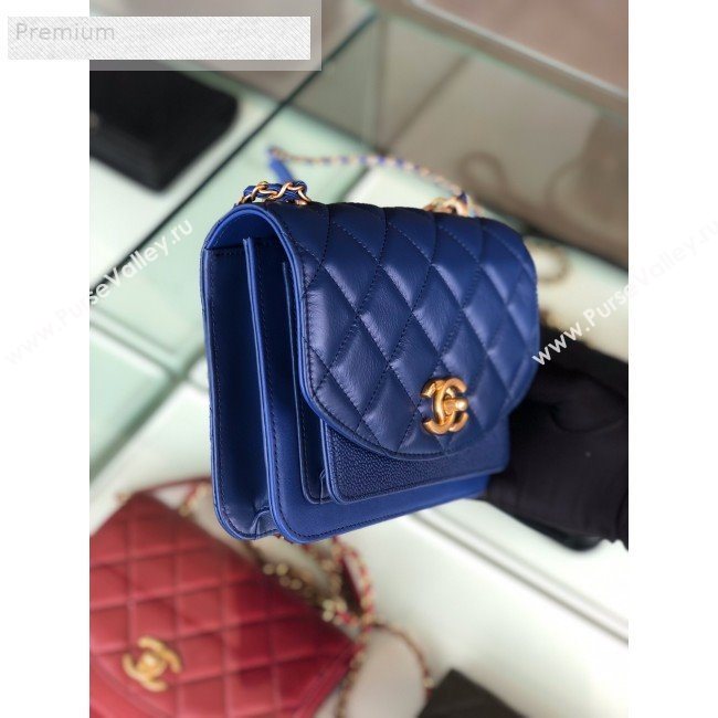 Chanel Quilted Smooth Calfskin Small Flap Bag AS0784 Blue 2019 (FM-9070112)
