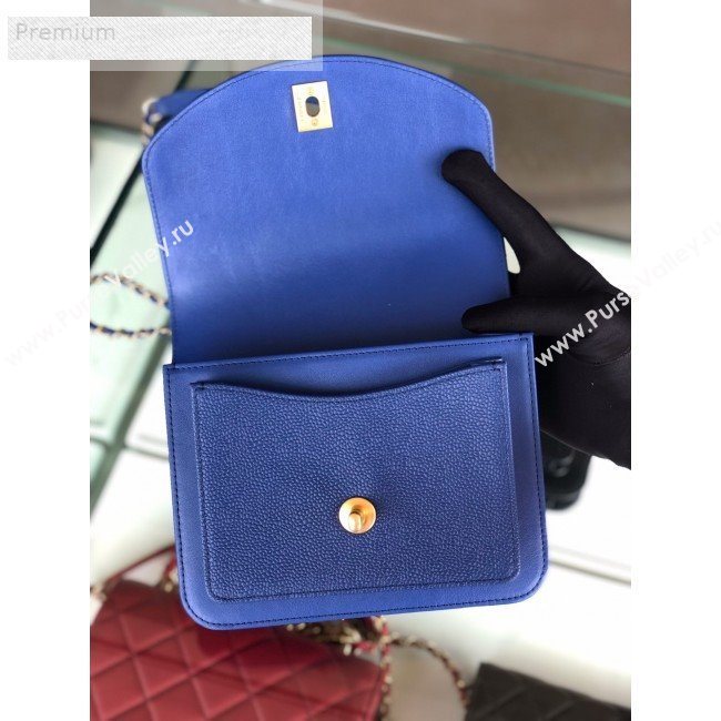 Chanel Quilted Smooth Calfskin Small Flap Bag AS0784 Blue 2019 (FM-9070112)