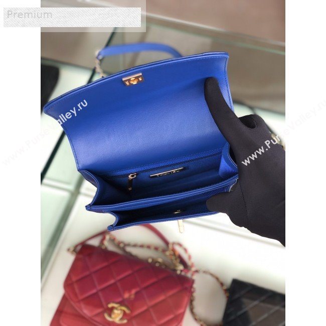Chanel Quilted Smooth Calfskin Small Flap Bag AS0784 Blue 2019 (FM-9070112)