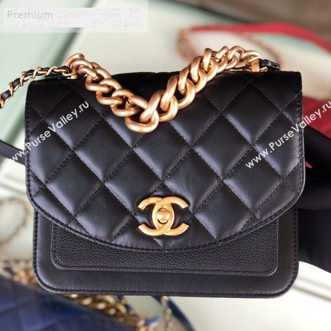 Chanel Quilted Smooth Calfskin Small Flap Bag AS0784 Black 2019 (FM-9070114)