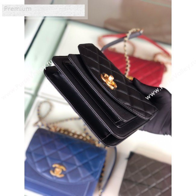 Chanel Quilted Smooth Calfskin Small Flap Bag AS0784 Black 2019 (FM-9070114)