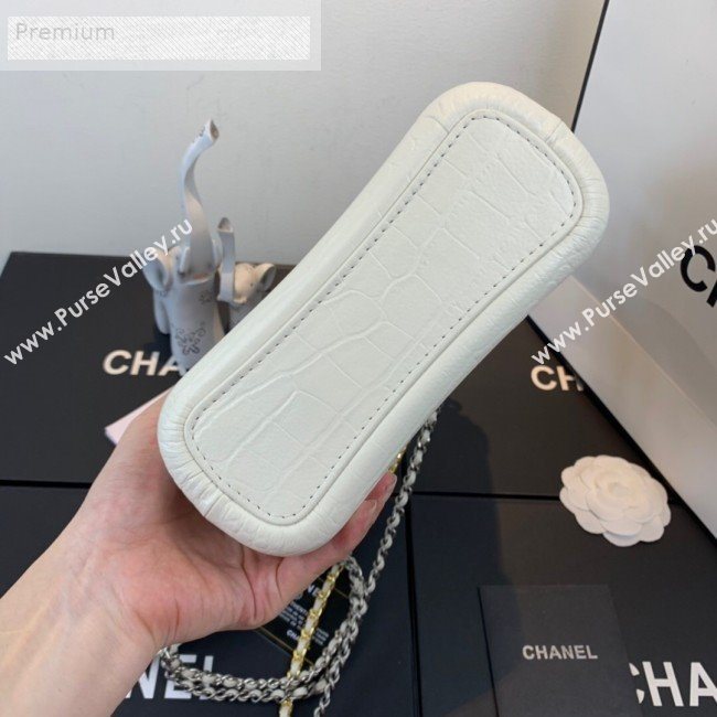 Chanel Crocodile Embossed Calfskin Gabrielle Small Hobo Bag AS0865 White 2019 (FM-9070115)