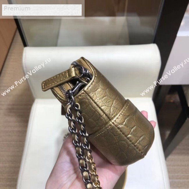 Chanel Metallic Crocodile Embossed Calfskin Gabrielle Clutch with Chain A94505 Gold 2019 (SMJD-9070119)