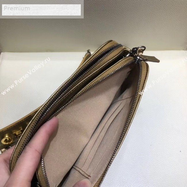 Chanel Metallic Crocodile Embossed Calfskin Gabrielle Clutch with Chain A94505 Gold 2019 (SMJD-9070119)