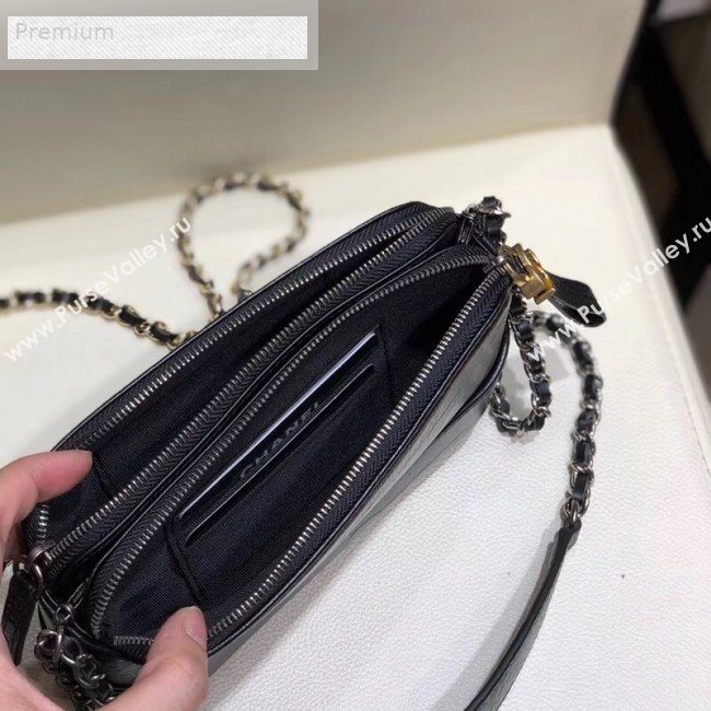 Chanel Crocodile Embossed Calfskin Gabrielle Clutch with Chain A94505 Black 2019 (SMJD-9070120)