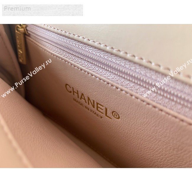 Chanel Wax Quilted Calfskin Small Classic Flap Bag Light Pink 2019 (BLWX-9070125)