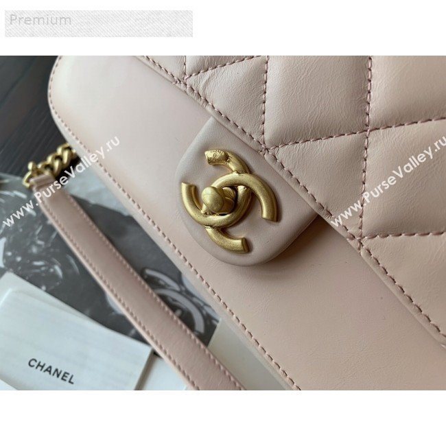 Chanel Wax Quilted Calfskin Medium Classic Flap Bag Light Pink 2019 (BLWX-9070126)