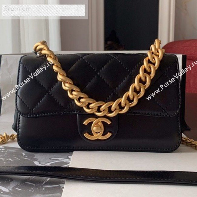 Chanel Wax Quilted Calfskin Small Classic Flap Bag Black 2019 (BLWX-9070127)