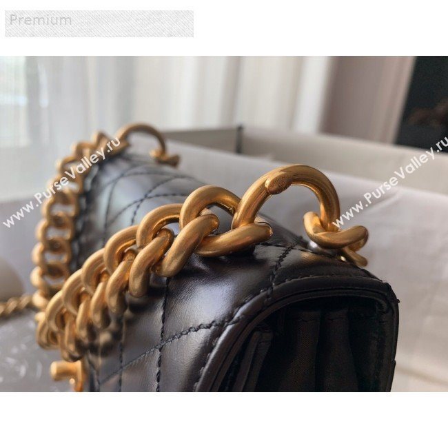 Chanel Wax Quilted Calfskin Small Classic Flap Bag Black 2019 (BLWX-9070127)