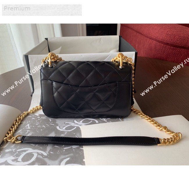 Chanel Wax Quilted Calfskin Small Classic Flap Bag Black 2019 (BLWX-9070127)