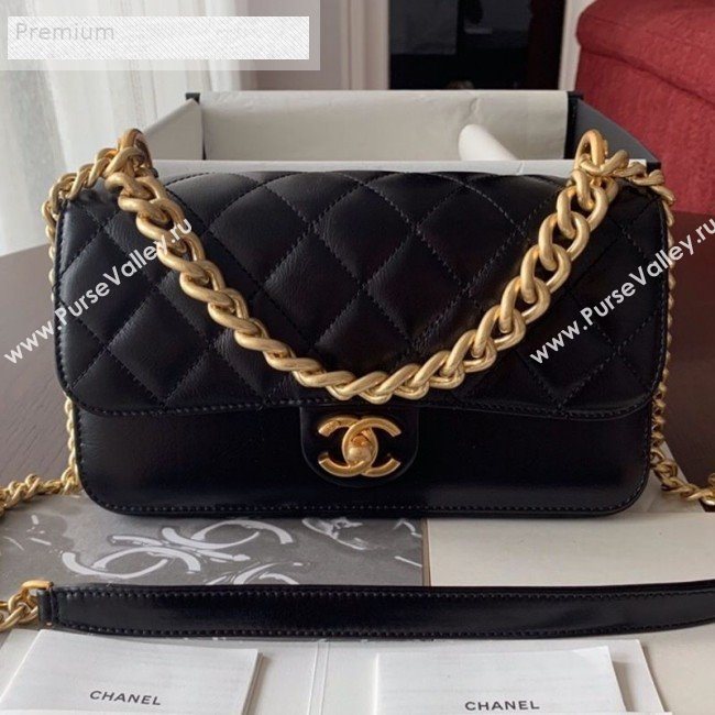 Chanel Wax Quilted Calfskin Medium Classic Flap Bag Black 2019 (BLWX-9070128)