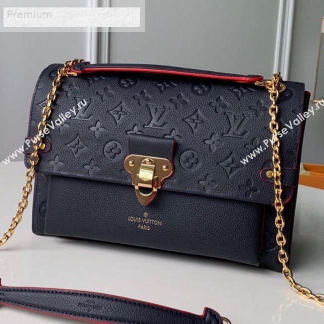 Louis Vuitton Monogram Empreinte Leather Vavin MM Shoulder Bag M43925 Navy Blue 2018 (KD-9070136)