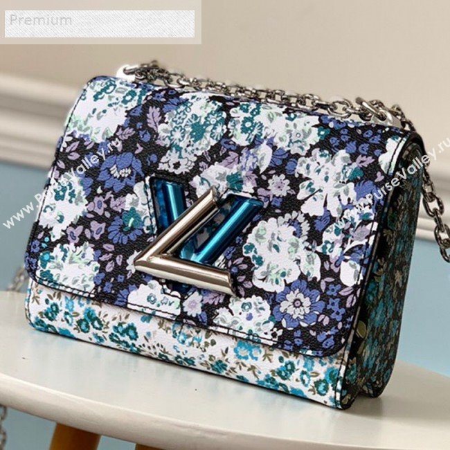 Louis Vuitton Floral Print Twist PM Chain Shoulder Bag M55038 Blue 2019 (LVSJ-9070165)