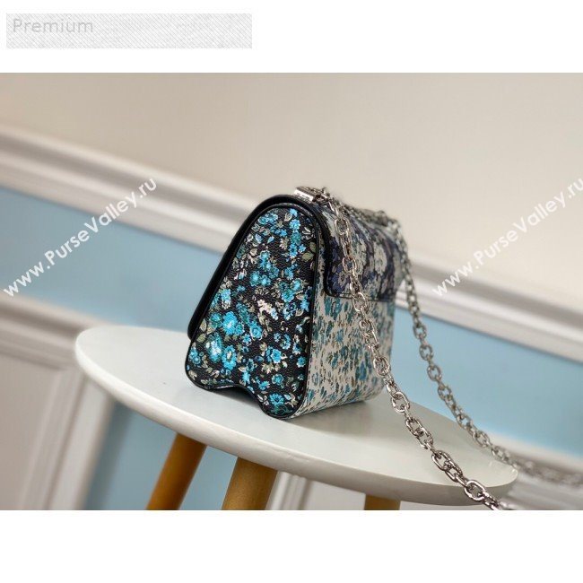 Louis Vuitton Floral Print Twist PM Chain Shoulder Bag M55038 Blue 2019 (LVSJ-9070165)