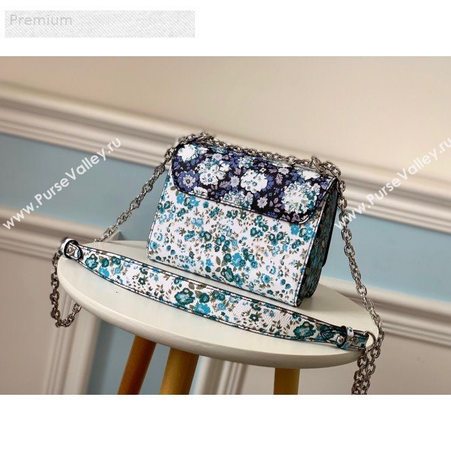 Louis Vuitton Floral Print Twist PM Chain Shoulder Bag M55038 Blue 2019 (LVSJ-9070165)