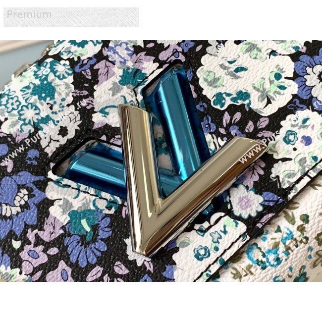 Louis Vuitton Floral Print Twist PM Chain Shoulder Bag M55038 Blue 2019 (LVSJ-9070165)