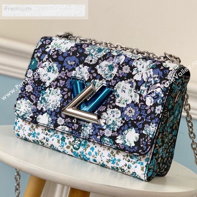 Louis Vuitton Floral Print Twist MM Chain Shoulder Bag M55037 Blue 2019 (LVSJ-9070167)