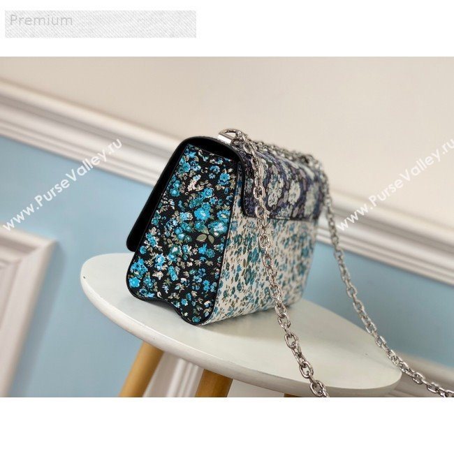Louis Vuitton Floral Print Twist MM Chain Shoulder Bag M55037 Blue 2019 (LVSJ-9070167)