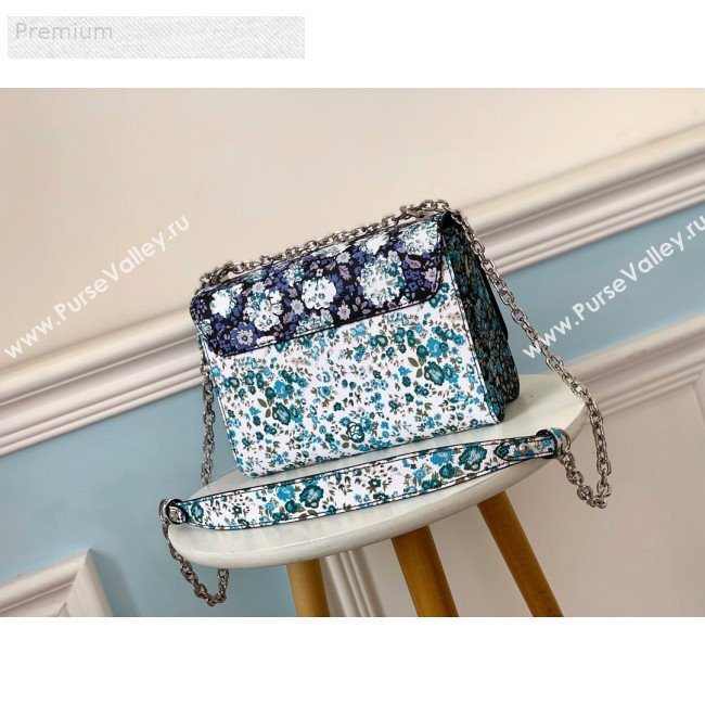 Louis Vuitton Floral Print Twist MM Chain Shoulder Bag M55037 Blue 2019 (LVSJ-9070167)