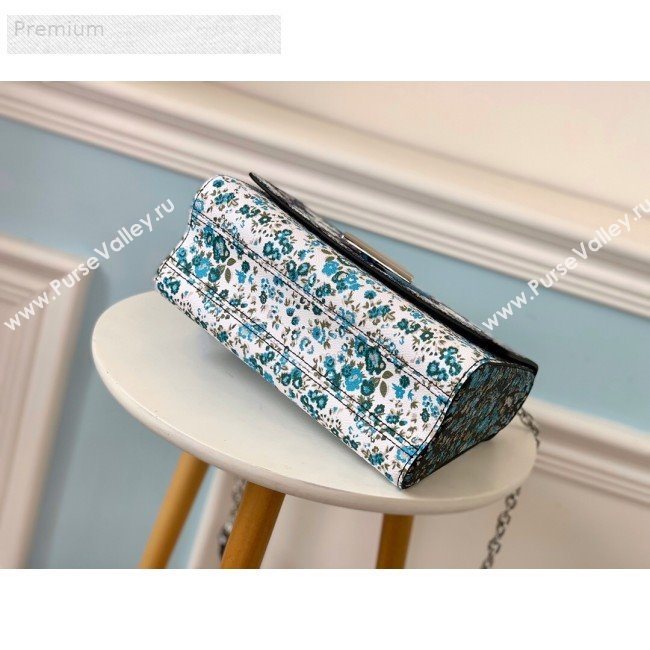 Louis Vuitton Floral Print Twist MM Chain Shoulder Bag M55037 Blue 2019 (LVSJ-9070167)