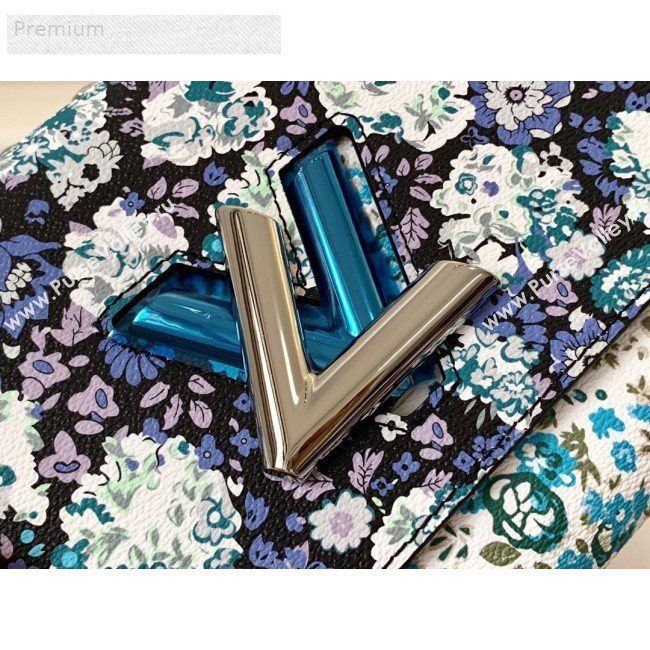 Louis Vuitton Floral Print Twist MM Chain Shoulder Bag M55037 Blue 2019 (LVSJ-9070167)