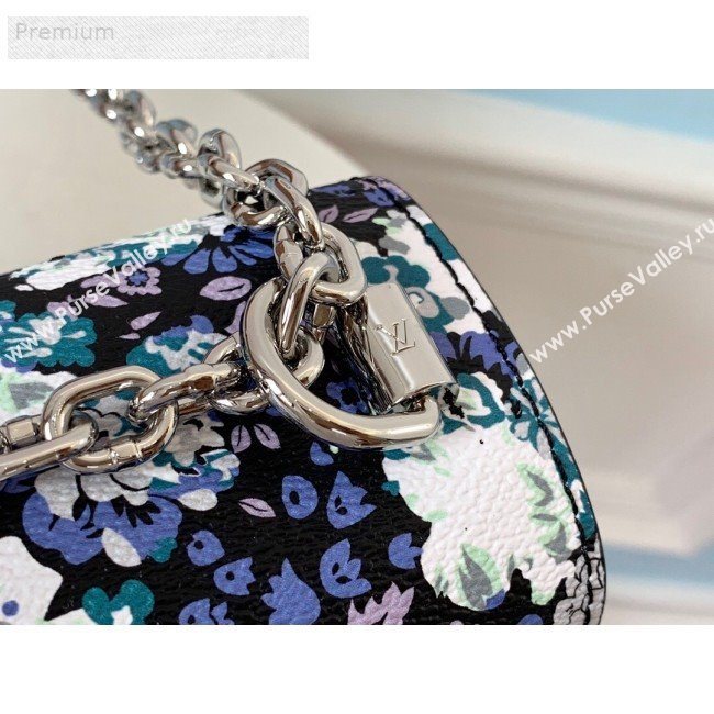 Louis Vuitton Floral Print Twist MM Chain Shoulder Bag M55037 Blue 2019 (LVSJ-9070167)