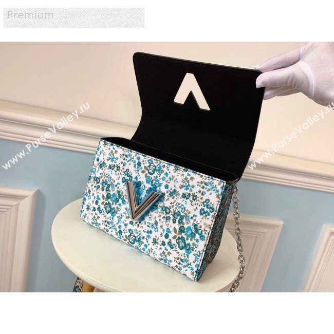 Louis Vuitton Floral Print Twist MM Chain Shoulder Bag M55037 Blue 2019 (LVSJ-9070167)