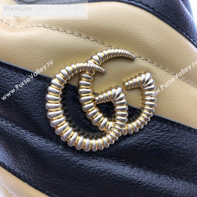 Gucci GG Diagonal Marmont Leather Mini Bucket Bag 575163 Beige/Black 2019 (DLH-9070203)
