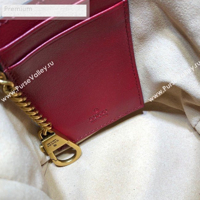 Gucci GG Diagonal Marmont Leather Mini Bucket Bag 575163 Black/Red 2019 (DLH-9070205)