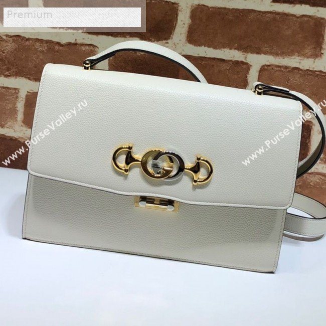 Gucci Zumi Grainy Leather Small Shoulder Bag 576388 White 2019 (DLH-9070206)
