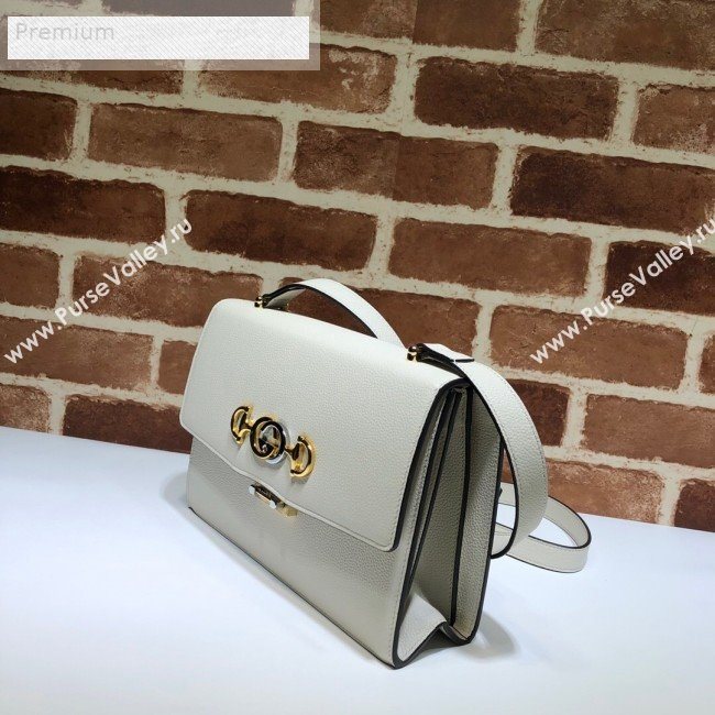 Gucci Zumi Grainy Leather Small Shoulder Bag 576388 White 2019 (DLH-9070206)