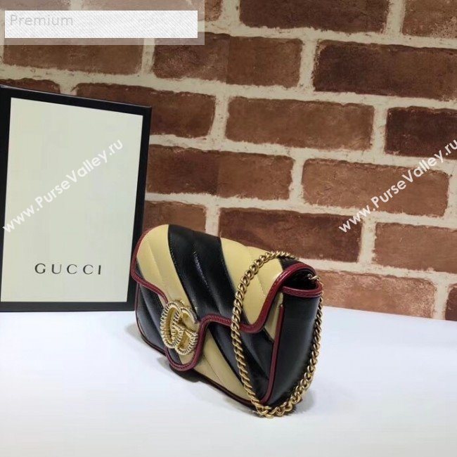 Gucci GG Diagonal Marmont Super Mini Bag 574969 Beige/Black 2019 (DLH-9070210)