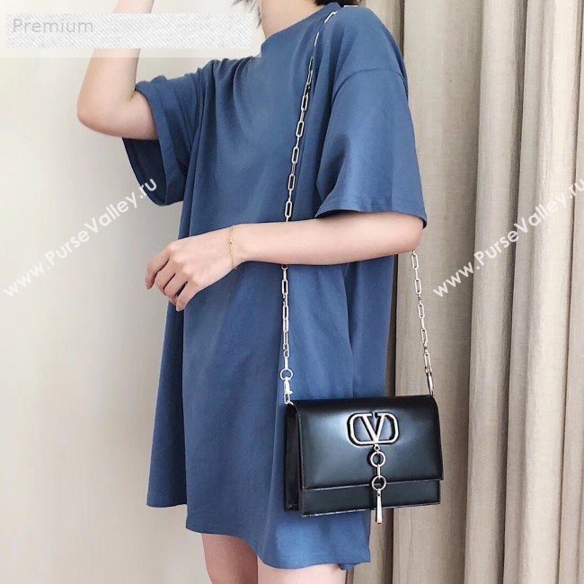Valentino Smooth Calfskin Small VCASE Chain Shoulder Bag Black 2019 (JJ3-9070267)