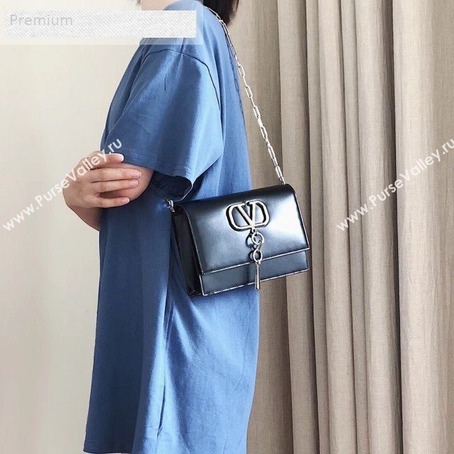 Valentino Smooth Calfskin Small VCASE Chain Shoulder Bag Black 2019 (JJ3-9070267)