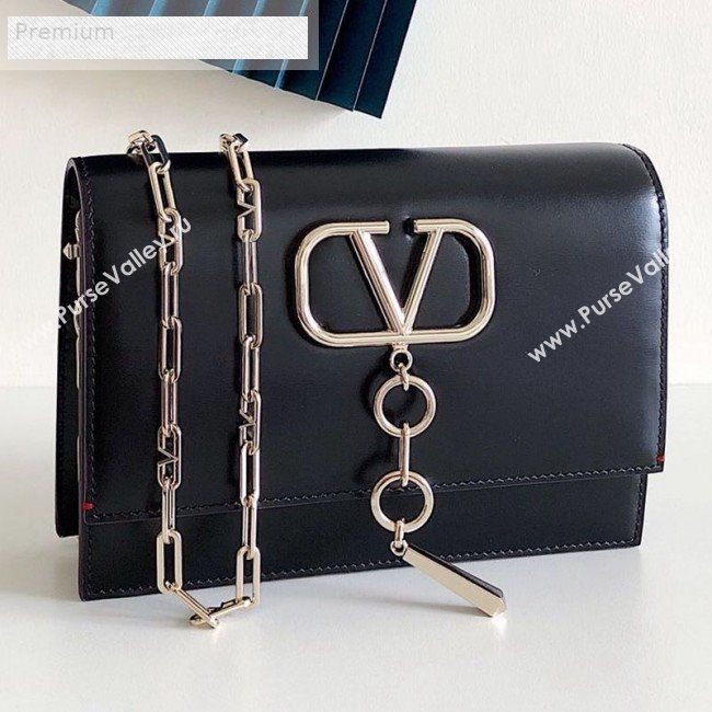 Valentino Smooth Calfskin Small VCASE Chain Shoulder Bag Black 2019 (JJ3-9070267)