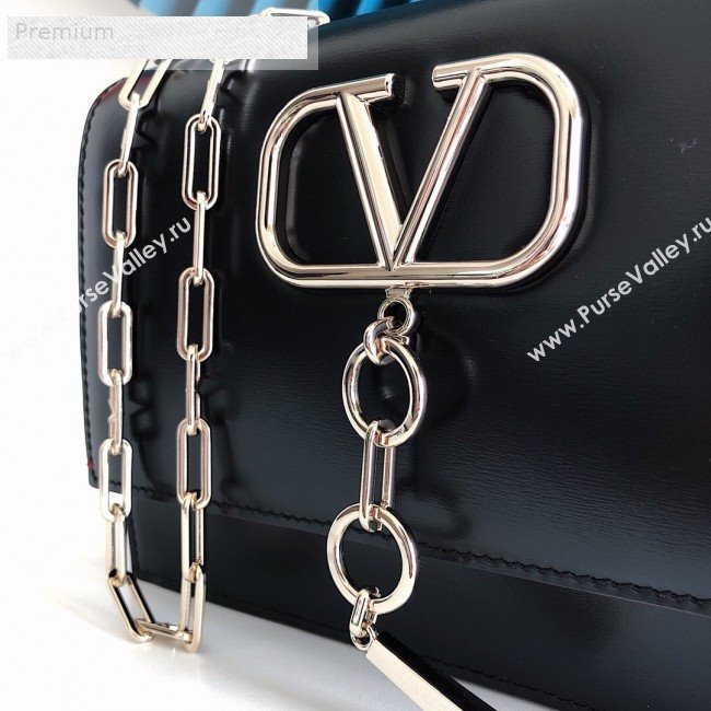 Valentino Smooth Calfskin Small VCASE Chain Shoulder Bag Black 2019 (JJ3-9070267)