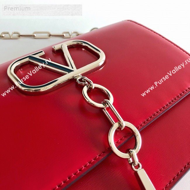 Valentino Smooth Calfskin Small VCASE Chain Shoulder Bag Red 2019 (JJ3-9070269)