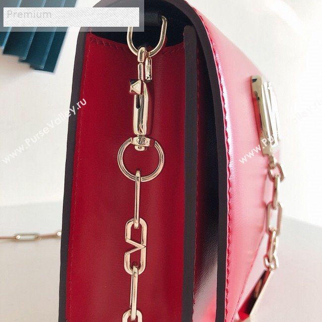 Valentino Smooth Calfskin Small VCASE Chain Shoulder Bag Red 2019 (JJ3-9070269)