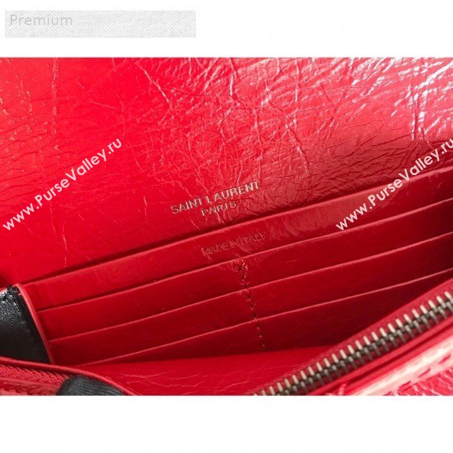 Saint Laurent Niki Large Flap Wallet in Crinkled Vintage Leather 583552 Red 2019 (KTSD-9070302)