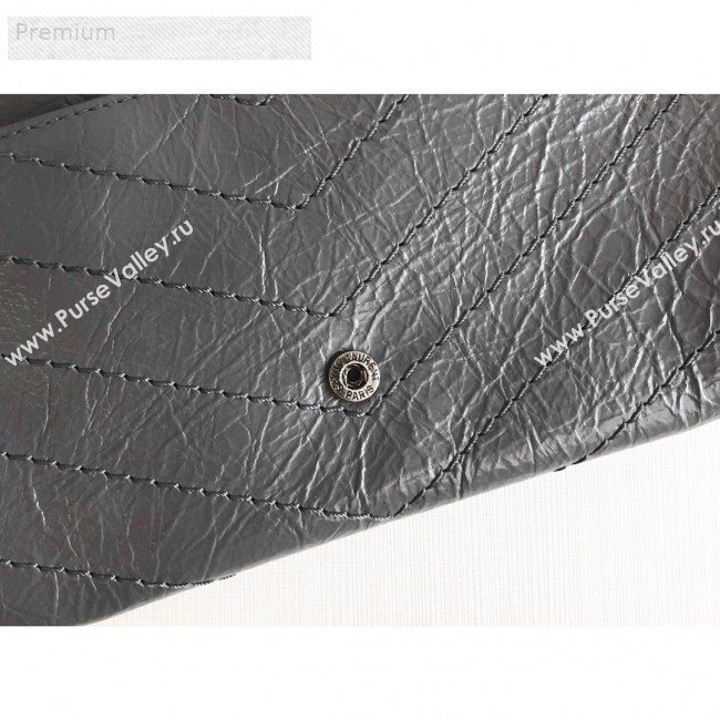 Saint Laurent Niki Large Flap Wallet in Crinkled Vintage Leather 583552 Dark Grey 2019 (KTSD-9070303)