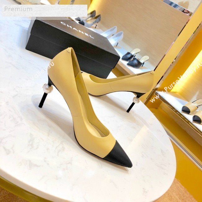Chanel Leather Pointed Toe Pearl High-Heel Pump Beige 2019 (1054-9070314)