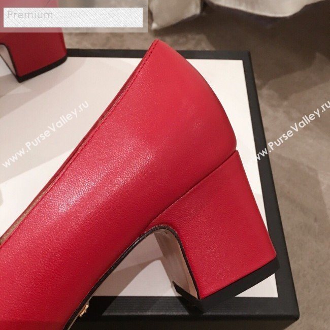 Gucci G Horsebit Zumi Leather Mid-heel Loafer Pump 575832 Red 2019 (HUANGZ-9070348)