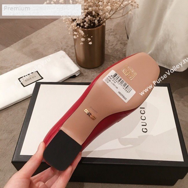 Gucci G Horsebit Zumi Leather Mid-heel Loafer Pump 575832 Red 2019 (HUANGZ-9070348)